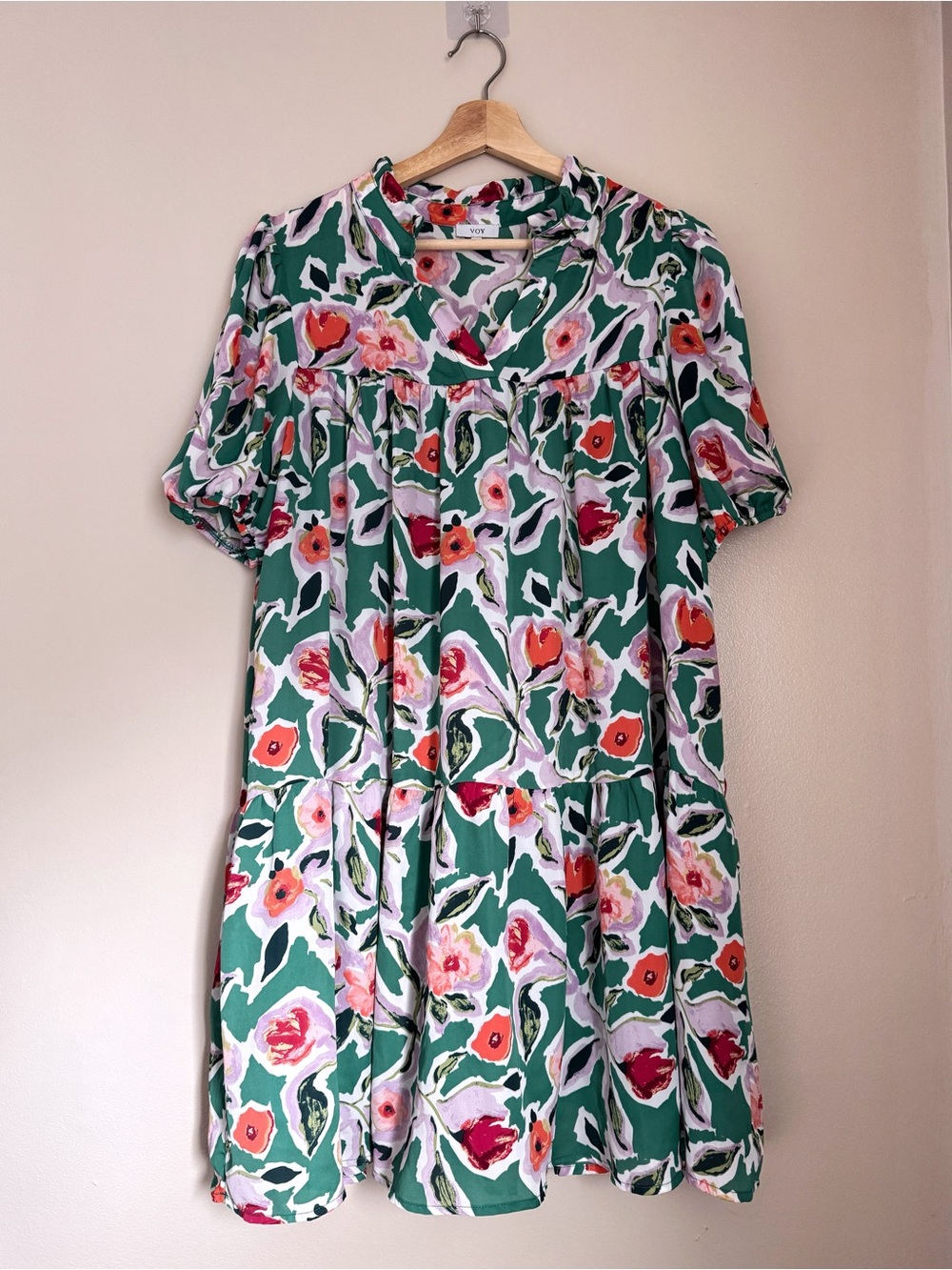 Voy Floral Tiered mini dress size L